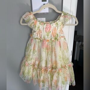 Kids Rachel Zoe Cream Sundress with Pastel Pink & Light Green Floral